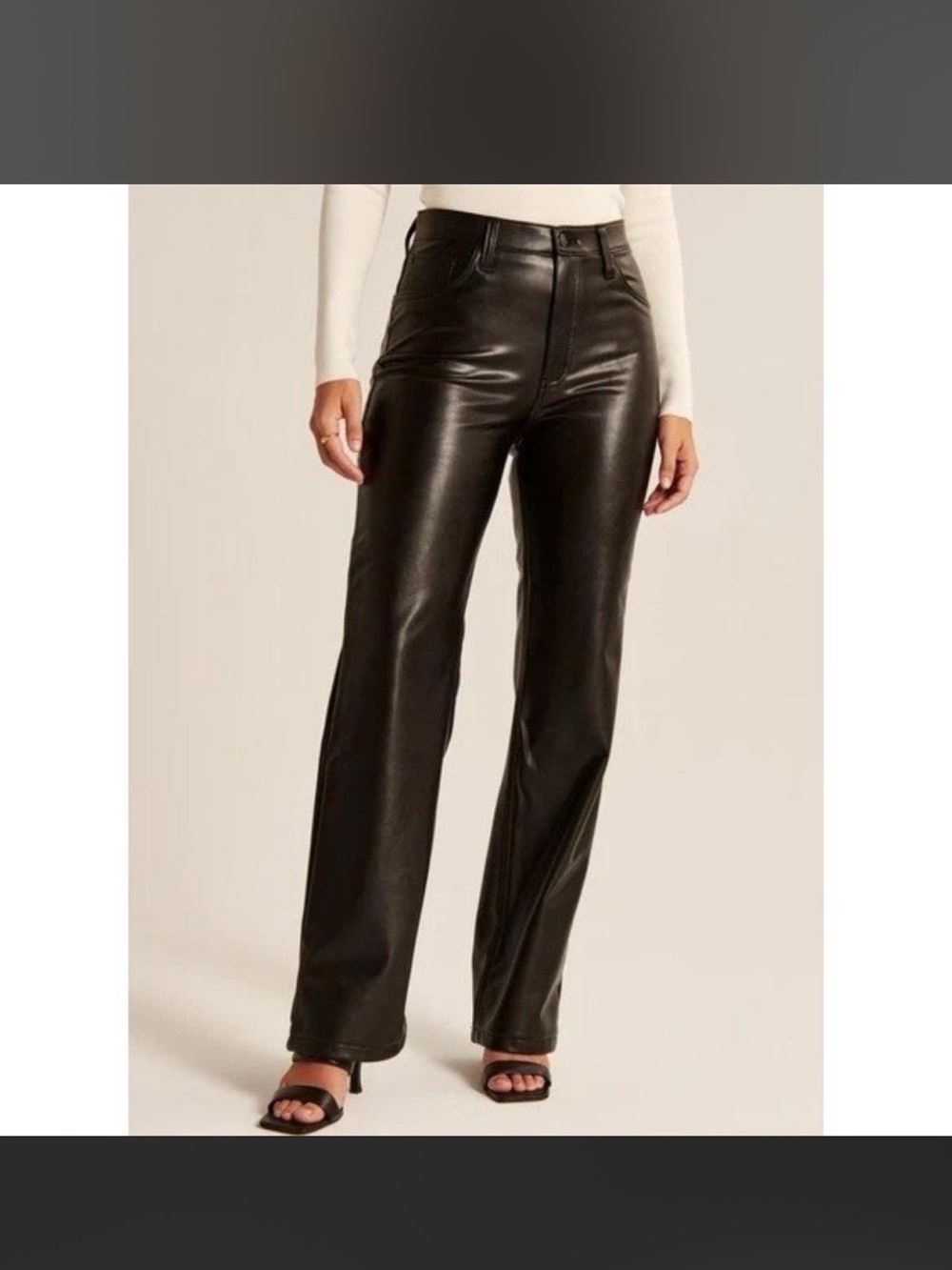 Abercrombie & Fitch Black Faux leather 90s straight high rise size 28